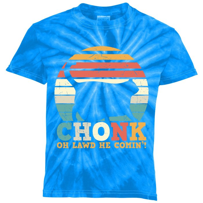 Chonk Oh Lawd He Comin' Cat Scale Meme Funny Cat Lover Cat Day Kids Tie-Dye T-Shirt