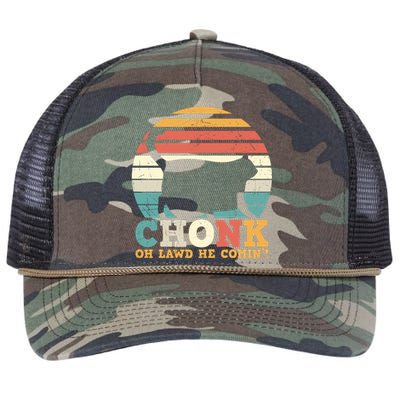 Chonk Oh Lawd He Comin' Cat Scale Meme Funny Cat Lover Cat Day Retro Rope Trucker Hat Cap