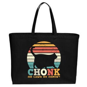 Chonk Oh Lawd He Comin' Cat Scale Meme Funny Cat Lover Cat Day Cotton Canvas Jumbo Tote