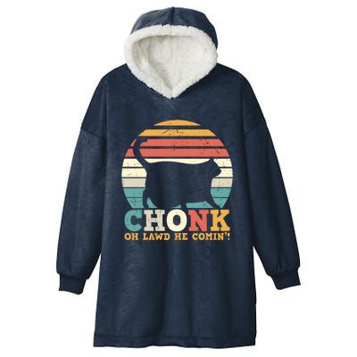 Chonk Oh Lawd He Comin' Cat Scale Meme Funny Cat Lover Cat Day Hooded Wearable Blanket