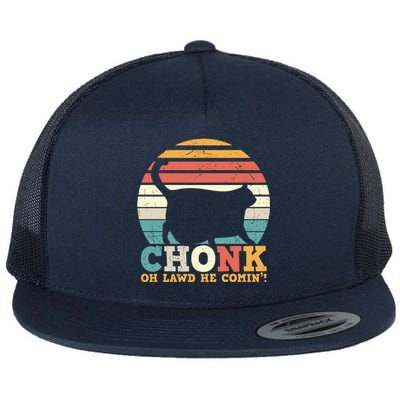 Chonk Oh Lawd He Comin' Cat Scale Meme Funny Cat Lover Cat Day Flat Bill Trucker Hat