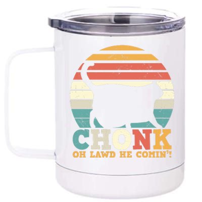 Chonk Oh Lawd He Comin' Cat Scale Meme Funny Cat Lover Cat Day 12 oz Stainless Steel Tumbler Cup