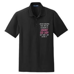 Cranky Old Lady Funny Dry Zone Grid Polo