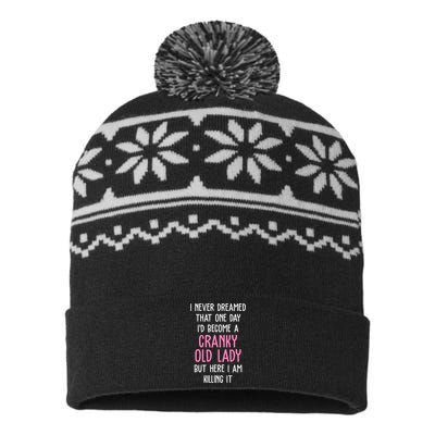 Cranky Old Lady Funny USA-Made Snowflake Beanie