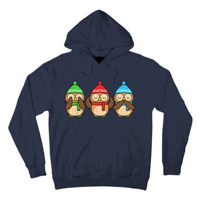 Christmas Owl Lover Funny Winter Birds Cute Owl Tall Hoodie