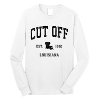 Cut Off Louisiana La Vintage Established Athletic Sports Design Long Sleeve Shirt