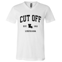 Cut Off Louisiana La Vintage Established Athletic Sports Design V-Neck T-Shirt