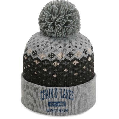 Chain O Lakes Wisconsin WI Vintage Athletic Sports Design The Baniff Cuffed Pom Beanie