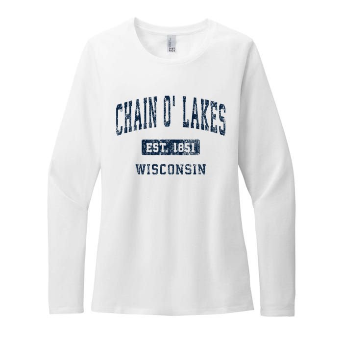 Chain O Lakes Wisconsin WI Vintage Athletic Sports Design Womens CVC Long Sleeve Shirt