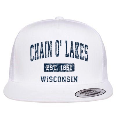 Chain O Lakes Wisconsin WI Vintage Athletic Sports Design Flat Bill Trucker Hat