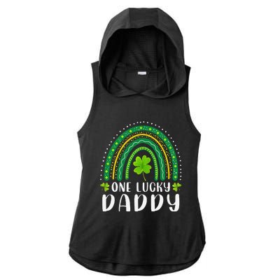 Cute One Lucky Daddy Rainbow Saint Patrick's Day Dad Father Papa Ladies PosiCharge Tri-Blend Wicking Draft Hoodie Tank