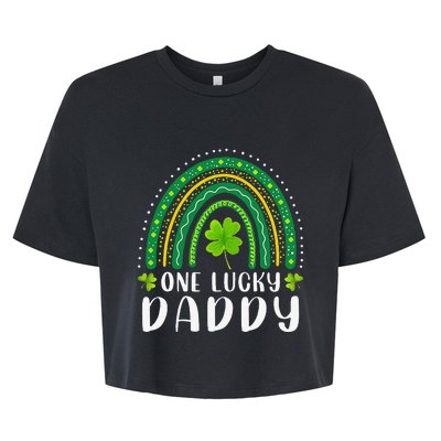 Cute One Lucky Daddy Rainbow Saint Patrick's Day Dad Father Papa Bella+Canvas Jersey Crop Tee