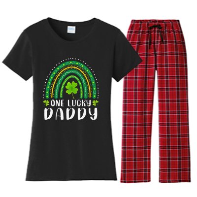 Cute One Lucky Daddy Rainbow Saint Patrick's Day Dad Father Papa Women's Flannel Pajama Set