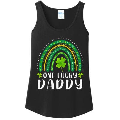 Cute One Lucky Daddy Rainbow Saint Patrick's Day Dad Father Papa Ladies Essential Tank