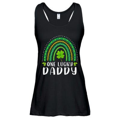 Cute One Lucky Daddy Rainbow Saint Patrick's Day Dad Father Papa Ladies Essential Flowy Tank