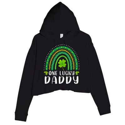 Cute One Lucky Daddy Rainbow Saint Patrick's Day Dad Father Papa Crop Fleece Hoodie