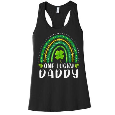 Cute One Lucky Daddy Rainbow Saint Patrick's Day Dad Father Papa Women's Racerback Tank