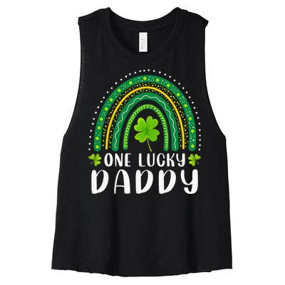 Cute One Lucky Daddy Rainbow Saint Patrick's Day Dad Father Papa Women's Racerback Cropped Tank