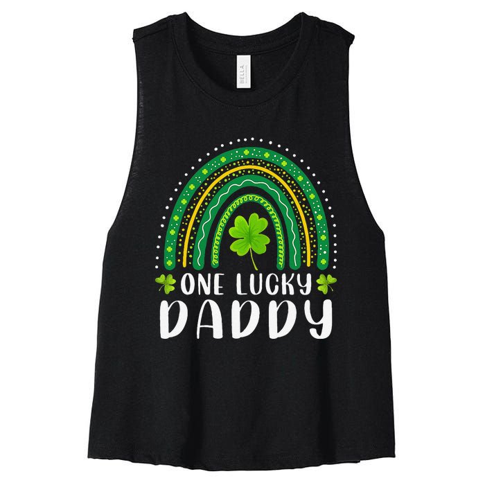 Cute One Lucky Daddy Rainbow Saint Patrick's Day Dad Father Papa Women's Racerback Cropped Tank