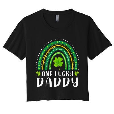 Cute One Lucky Daddy Rainbow Saint Patrick's Day Dad Father Papa Women's Crop Top Tee