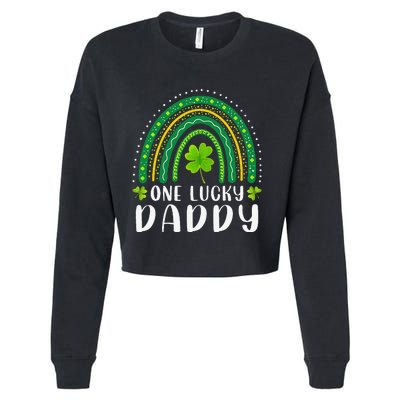 Cute One Lucky Daddy Rainbow Saint Patrick's Day Dad Father Papa Cropped Pullover Crew