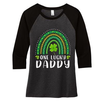 Cute One Lucky Daddy Rainbow Saint Patrick's Day Dad Father Papa Women's Tri-Blend 3/4-Sleeve Raglan Shirt