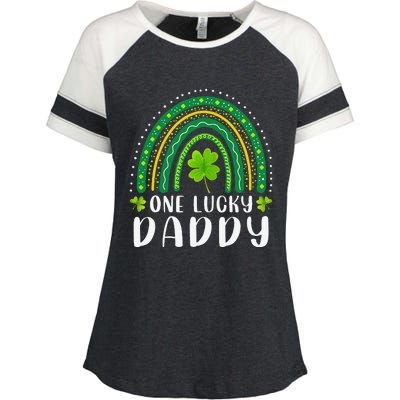 Cute One Lucky Daddy Rainbow Saint Patrick's Day Dad Father Papa Enza Ladies Jersey Colorblock Tee