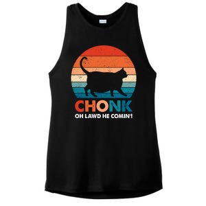 Chonk Oh Lawd He Comin Funny Fat Cat Ladies PosiCharge Tri-Blend Wicking Tank