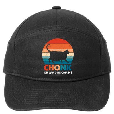 Chonk Oh Lawd He Comin Funny Fat Cat 7-Panel Snapback Hat