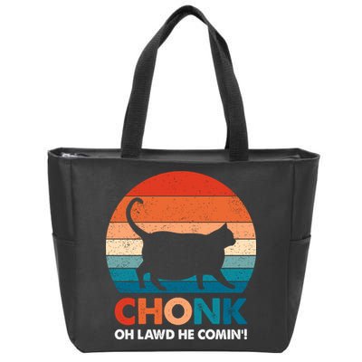 Chonk Oh Lawd He Comin Funny Fat Cat Zip Tote Bag