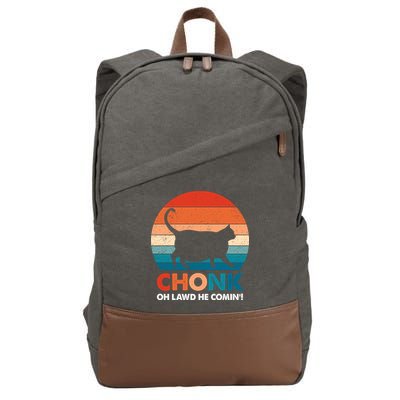 Chonk Oh Lawd He Comin Funny Fat Cat Cotton Canvas Backpack