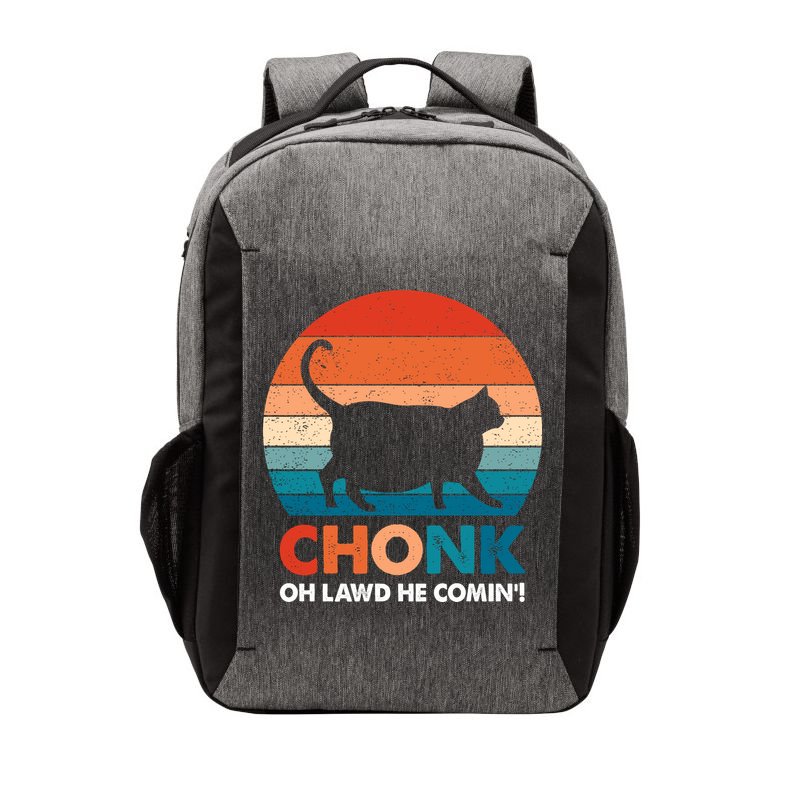 Chonk Oh Lawd He Comin Funny Fat Cat Vector Backpack