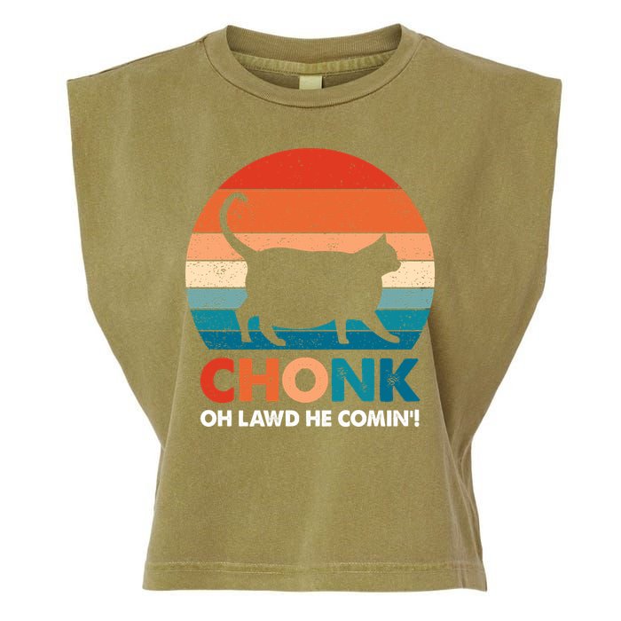 Chonk Oh Lawd He Comin Funny Fat Cat Garment-Dyed Women's Muscle Tee