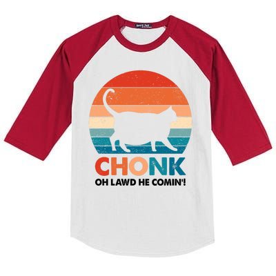 Chonk Oh Lawd He Comin Funny Fat Cat Kids Colorblock Raglan Jersey