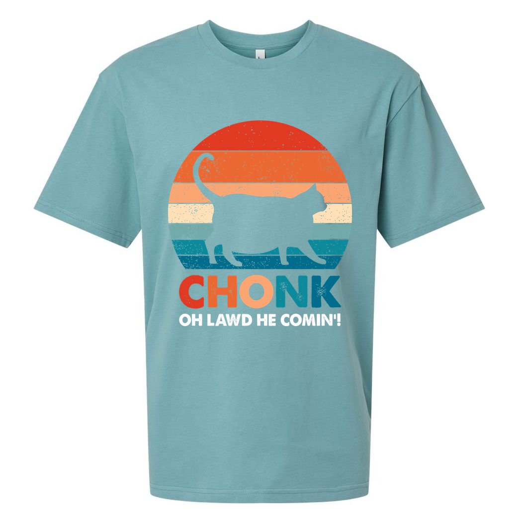 Chonk Oh Lawd He Comin Funny Fat Cat Sueded Cloud Jersey T-Shirt