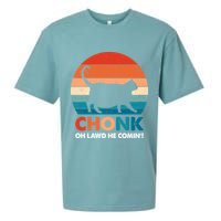 Chonk Oh Lawd He Comin Funny Fat Cat Sueded Cloud Jersey T-Shirt
