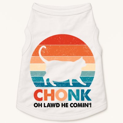Chonk Oh Lawd He Comin Funny Fat Cat Doggie Tank