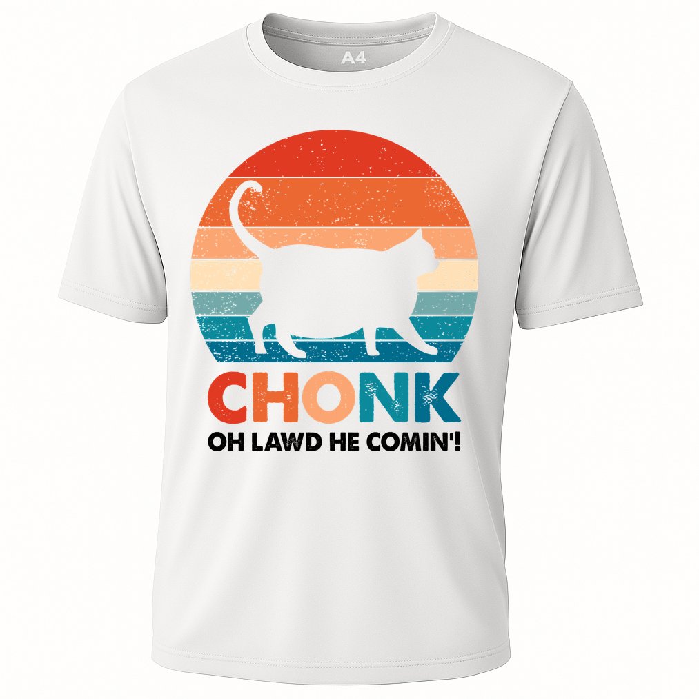 Chonk Oh Lawd He Comin Funny Fat Cat Performance Shirt