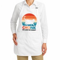 Chonk Oh Lawd He Comin Funny Fat Cat Full-Length Apron With Pockets