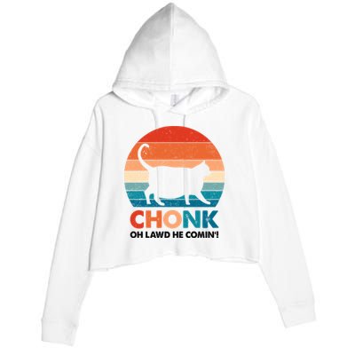 Chonk Oh Lawd He Comin Funny Fat Cat Crop Fleece Hoodie