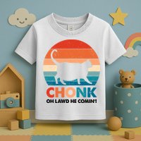 Chonk Oh Lawd He Comin Funny Fat Cat Toddler T-Shirt