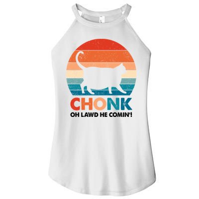 Chonk Oh Lawd He Comin Funny Fat Cat Women's Perfect Tri Rocker Tank