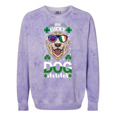 Cool One Lucky Dog Mama Funny Sarcastic St Patrick's Day Great Gift Colorblast Crewneck Sweatshirt