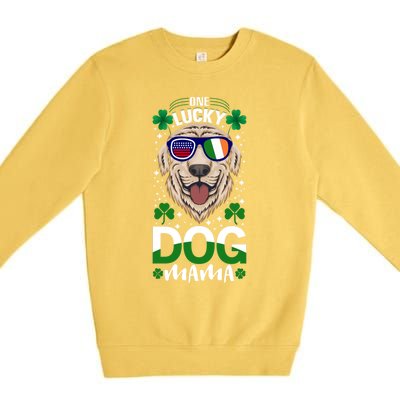 Cool One Lucky Dog Mama Funny Sarcastic St Patrick's Day Great Gift Premium Crewneck Sweatshirt