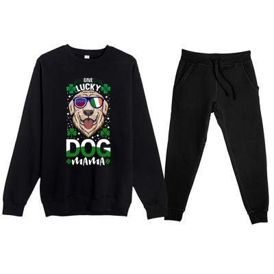 Cool One Lucky Dog Mama Funny Sarcastic St Patrick's Day Great Gift Premium Crewneck Sweatsuit Set