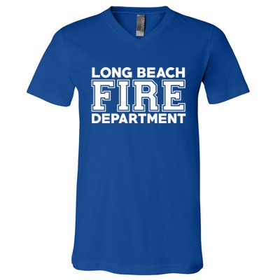 City Of Long Beach Fire Rescue California Fire Duty Gift V-Neck T-Shirt