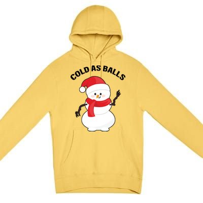 Cold As Balls Winter Snowman Premium Pullover Hoodie