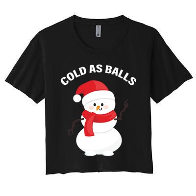 Cold As Balls Winter Snowman Crop Top