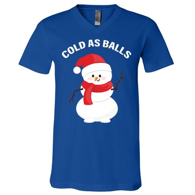 Cold As Balls Winter Snowman V-Neck T-Shirt