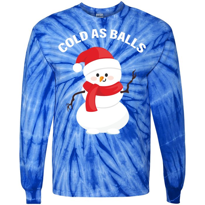 Cold As Balls Winter Snowman Tie-Dye Long Sleeve Shirt